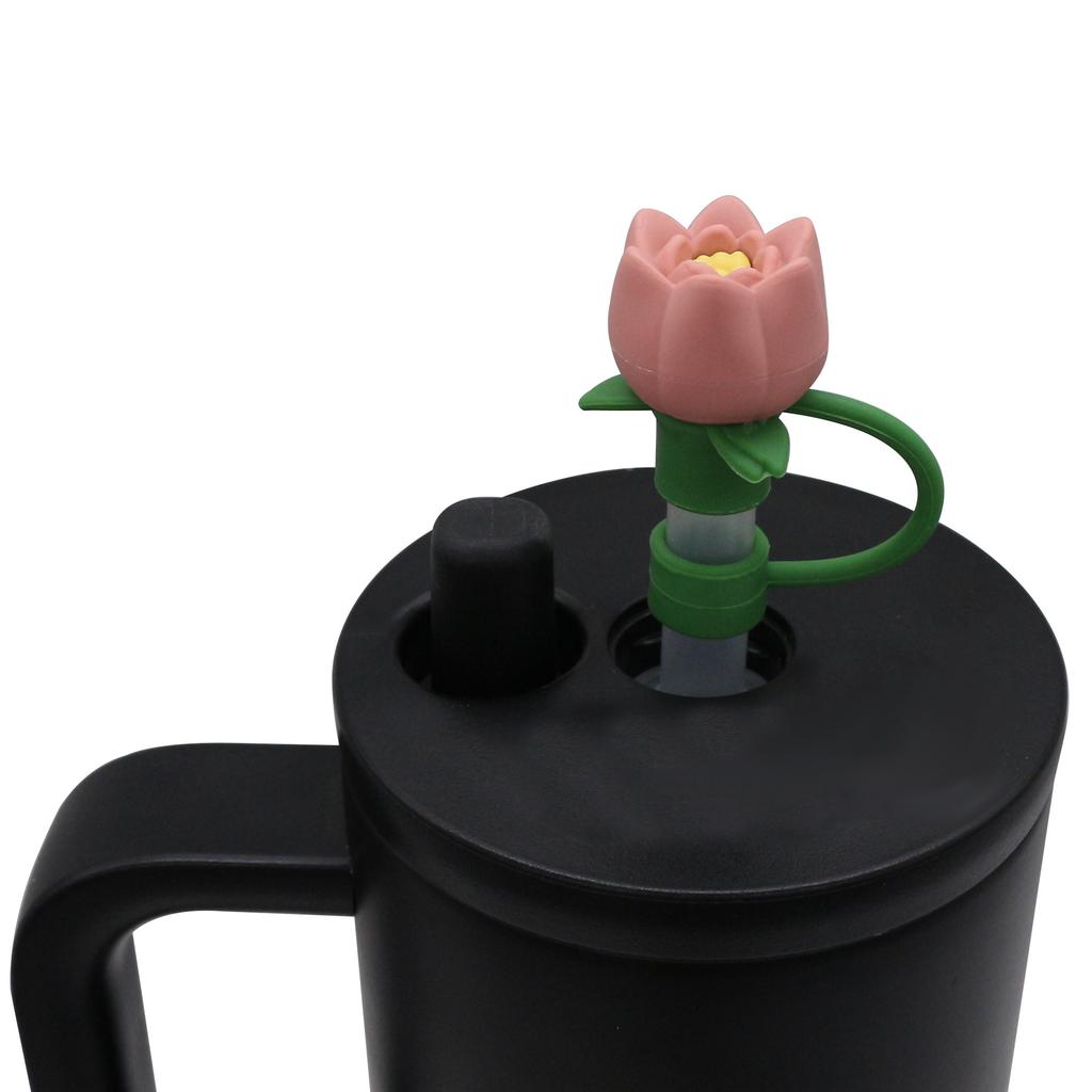 10mm Rose Flower Straw Cover for Stanley,Large Silicone Diameter Dust Proof Straw Plug Cap,Cup Accessorie,Valentine's Day Gift