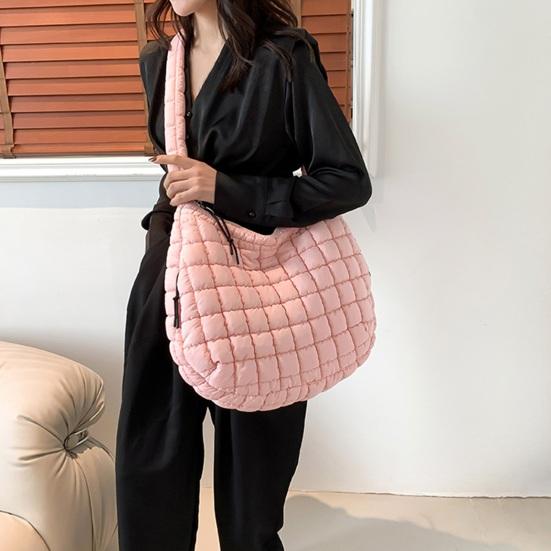 Vrouwen Schoudertas Grote Capaciteit Ritssluiting Effen Kleur Gewatteerde Puffer Gewatteerde Tote Bag Pendelen Winkelen Reizen Crossbody Tas Puff Sling Bag