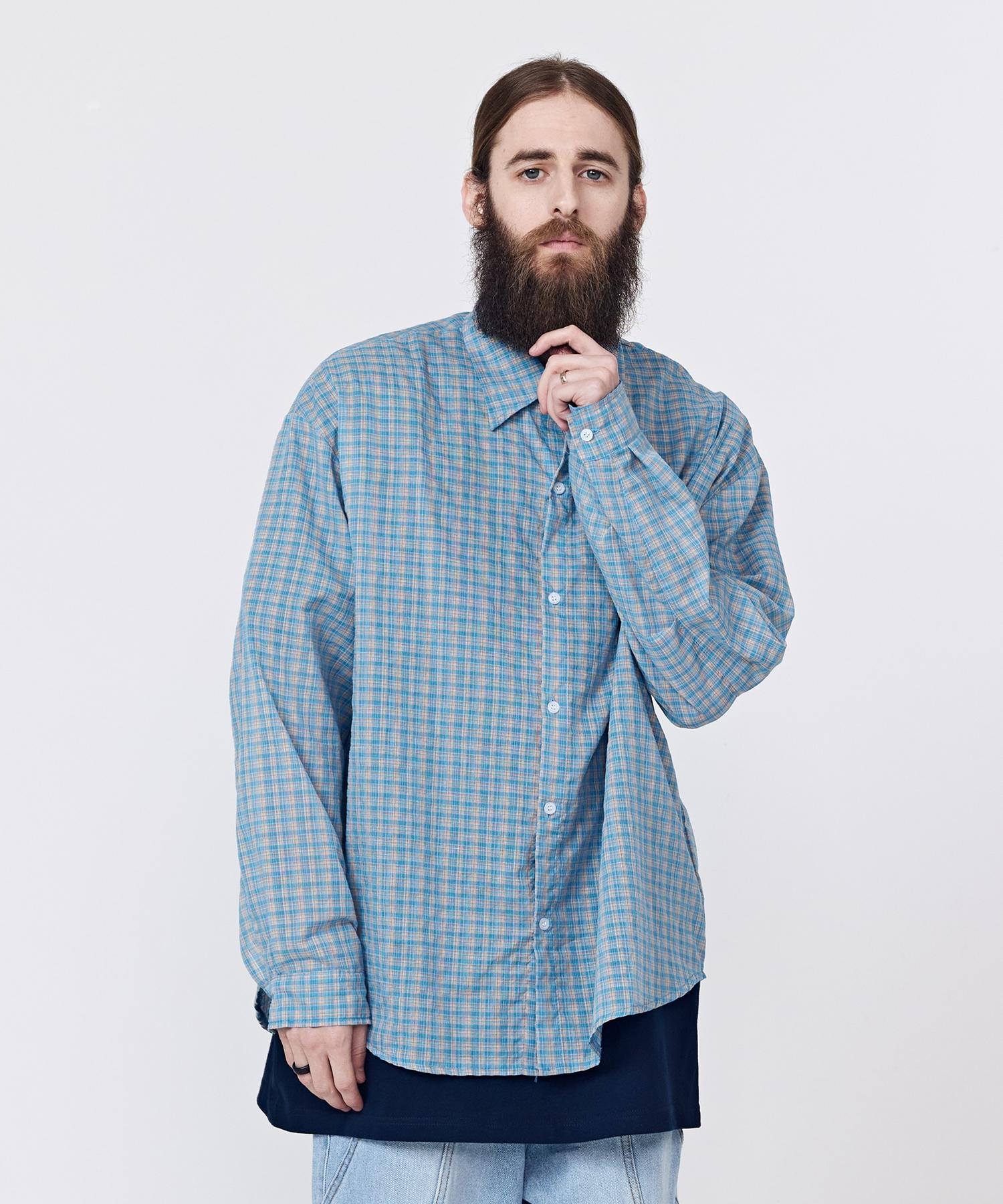 Cargo Bros [Summer Fabric] Cb Daily Check Shirt (Blue) Free