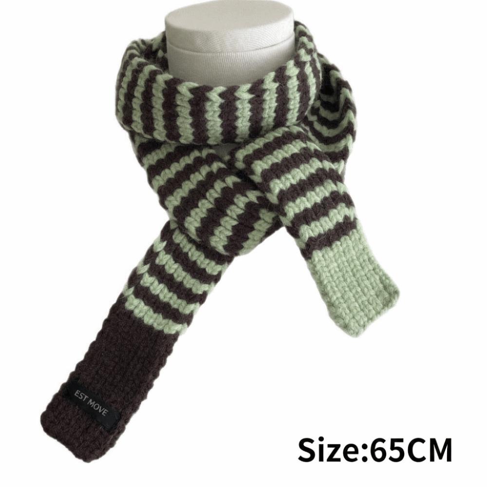 Neck Protection Winter Warm Scarf Striped Pattern Neck Scarf Vintage Knitted Long Scarf  Winter