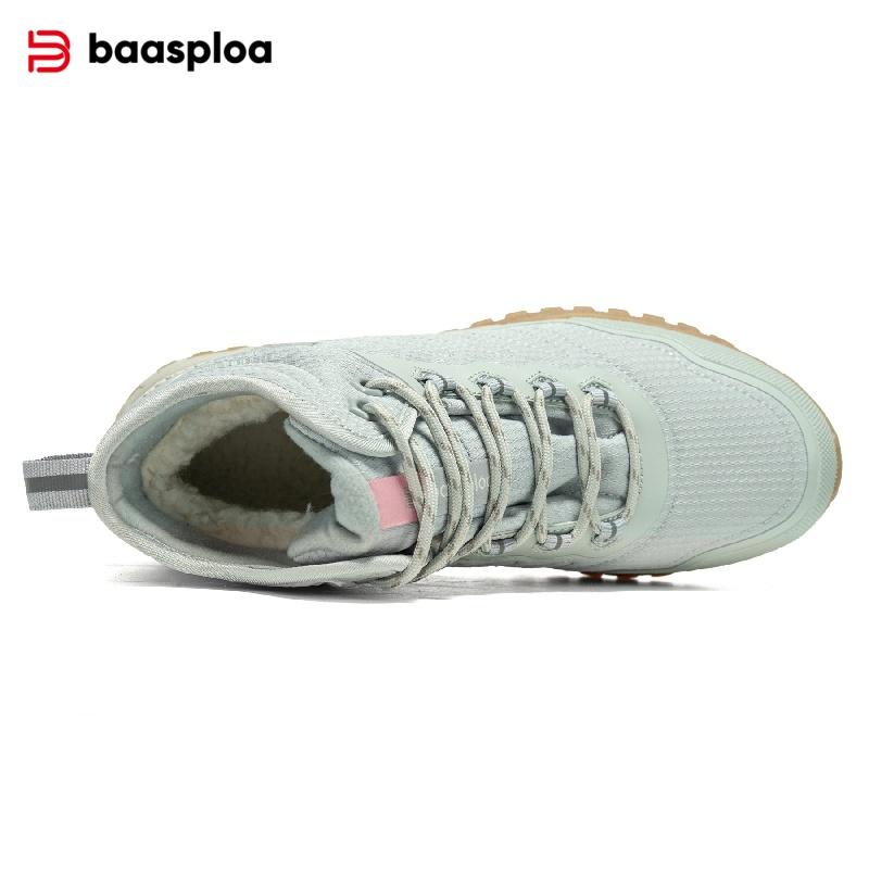 BAASPLOA Women's Winter Waterproof  Warm Plush New Women's Cotton Shoes Winter High Top Cotton Shoes Snow Boots Outdoor Hiking Boots