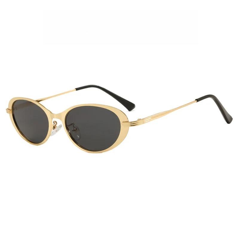 Fashion Retro Metal Frame Oval Sunglasses Women's INS Style Outdoor UV Protection Sun Glasses UV400 Shades Men's Goggles