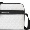 Michael Kors Cooper Brand Logo Printed Zipper Closure, Artificial Leather, Shoulder Crossbody Bag, Men's Style, White with Black