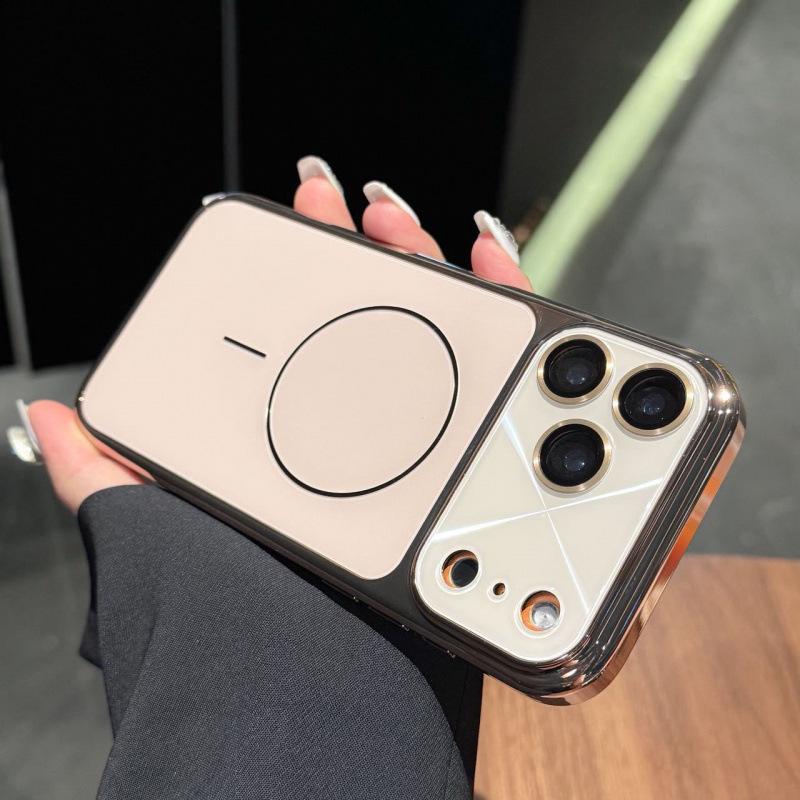 Compatible with iPhone 17 Pro Max: Plated Phone Case, Large Window, Laser Magnetic, Protective for Apple 16/15 Pro.