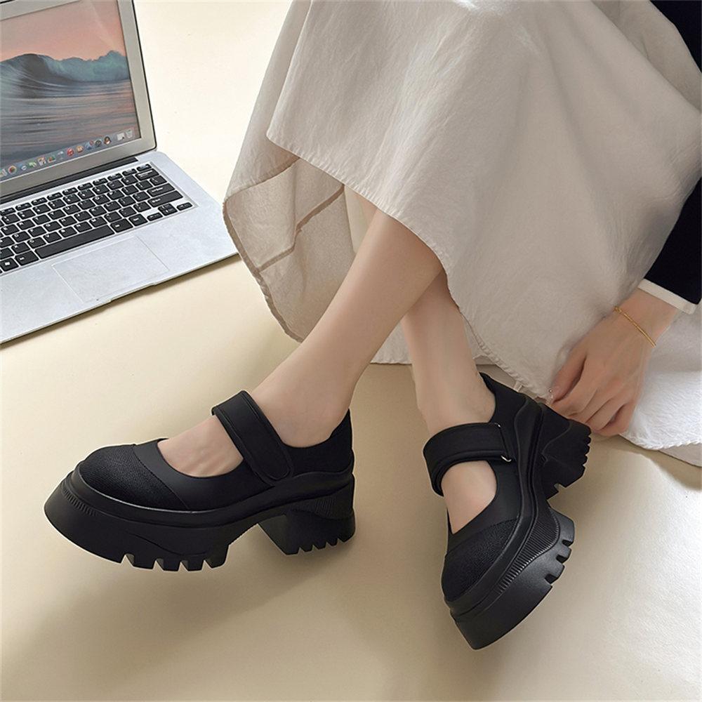Punk Square Heels Women's Platform Mary Jane Shoes Woman  Trend Spring Summer Black Gothic Cute Casual Pumps