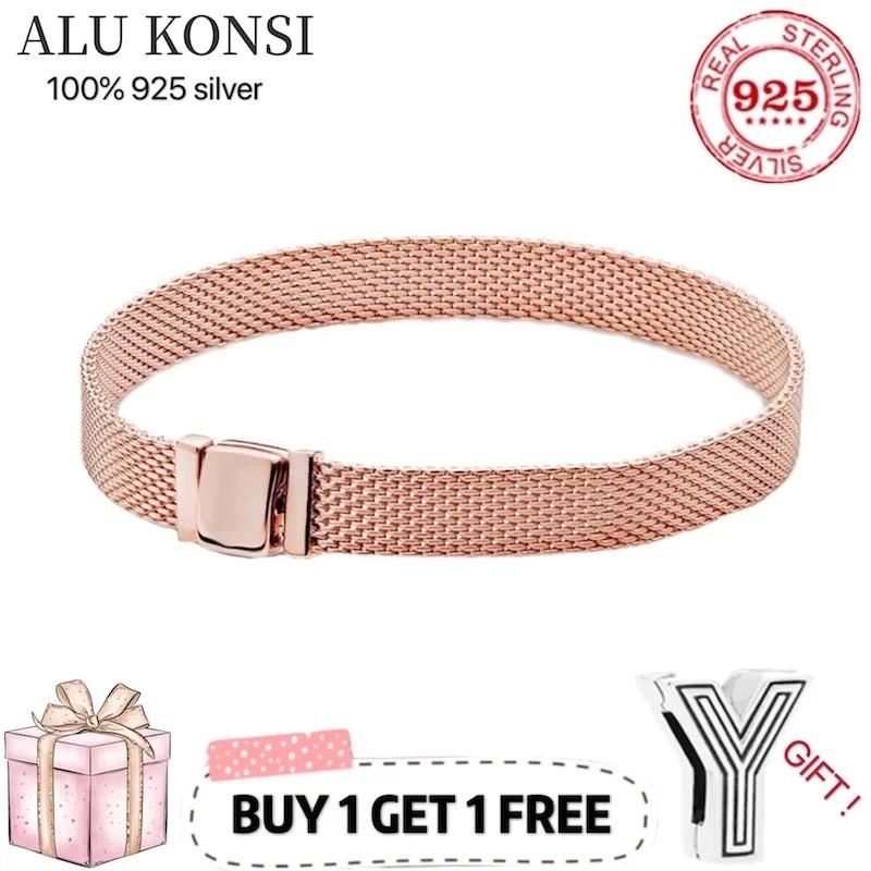 Original Luxury Real 100 %925 Sterling Silver Pan Bracelet For Women Snake Chain Bangle Authentic Charm High Quality Diy Jewelry