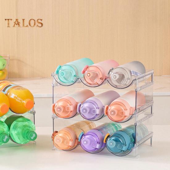 Water Bottle Storage Rack Transparent 2/3/4 Layers Detachable Stackable Cabinet Tumbler Cup Mug Organizer Kitchen Organization Fridge Cup Holder Stand