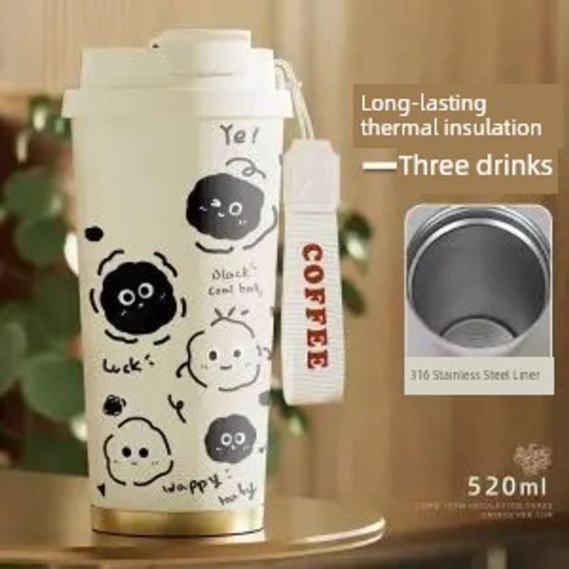 Butterfly Coffee Cup with Large Capacity, Insulated Cup with Straw, Portable Car Water Cup for Female Students, 316 Water Cup
