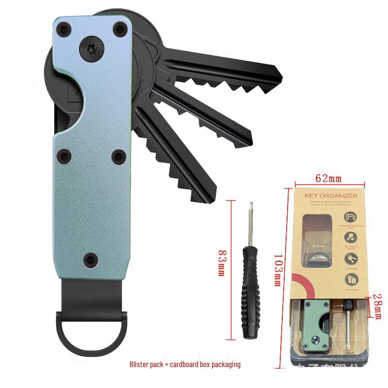Aluminum Alloy Compact Keychain Organizer - Holds 2-6 Keys, Multifunctional and Portable