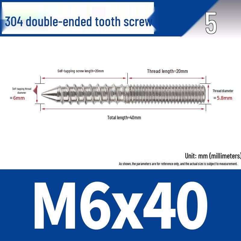Śruba samogwintująca ze stali nierdzewnej 304 z podwójnym łbem i gniazdem sześciokątnym do mebli, ostro zakończona, M4 M5 M6 M8.
