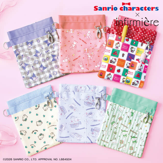 Sanrio stamp pocket soft pen case characters My Melody character childcare nurse goods pouch organizer apron pochette Anfamie