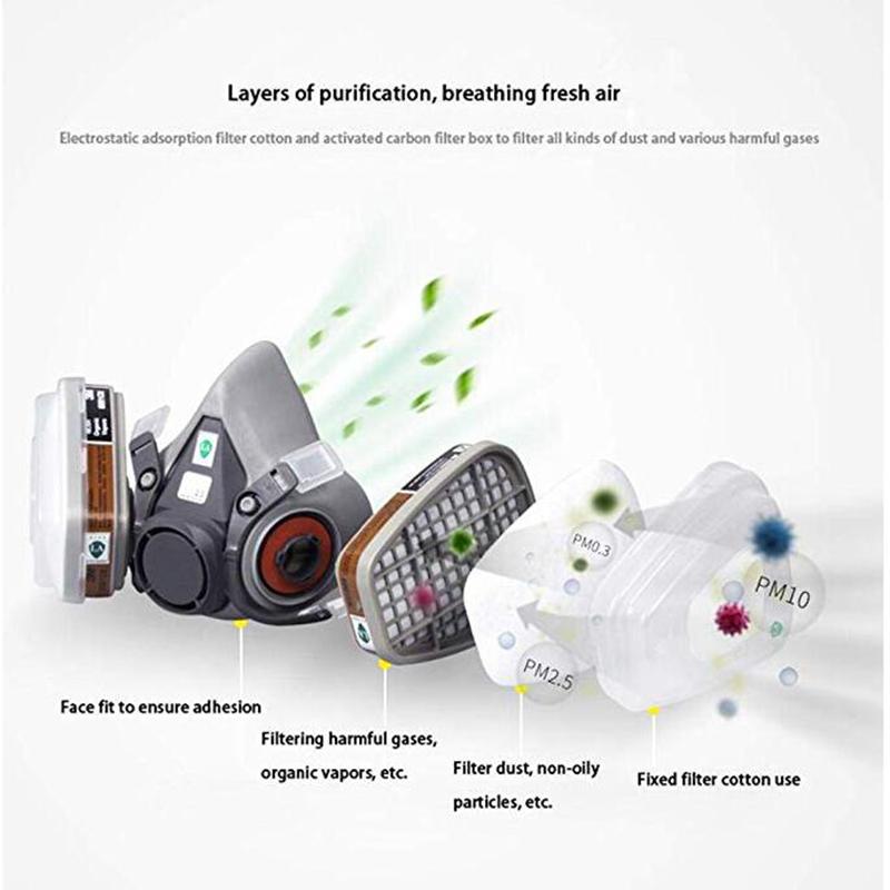 6200 Half Face Painting Spraying Respirator15 In 1 Suit Safety Work with 6001 Filter Dust Mask