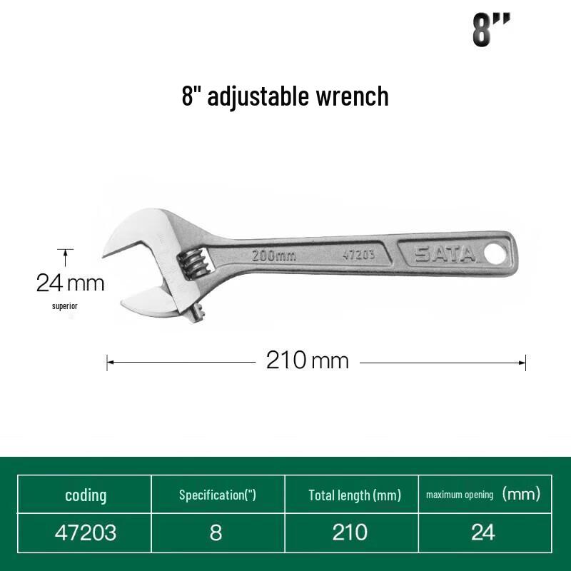 SATA 47203 Adjustable Wrench with Scale