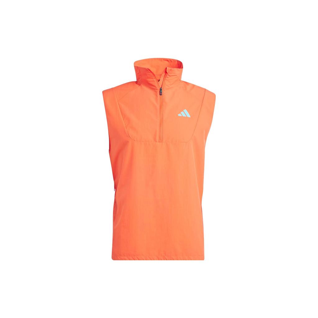 Adidas Adizero Half-Zip Running Vest With Logo Print Men Vests Orange IL1463