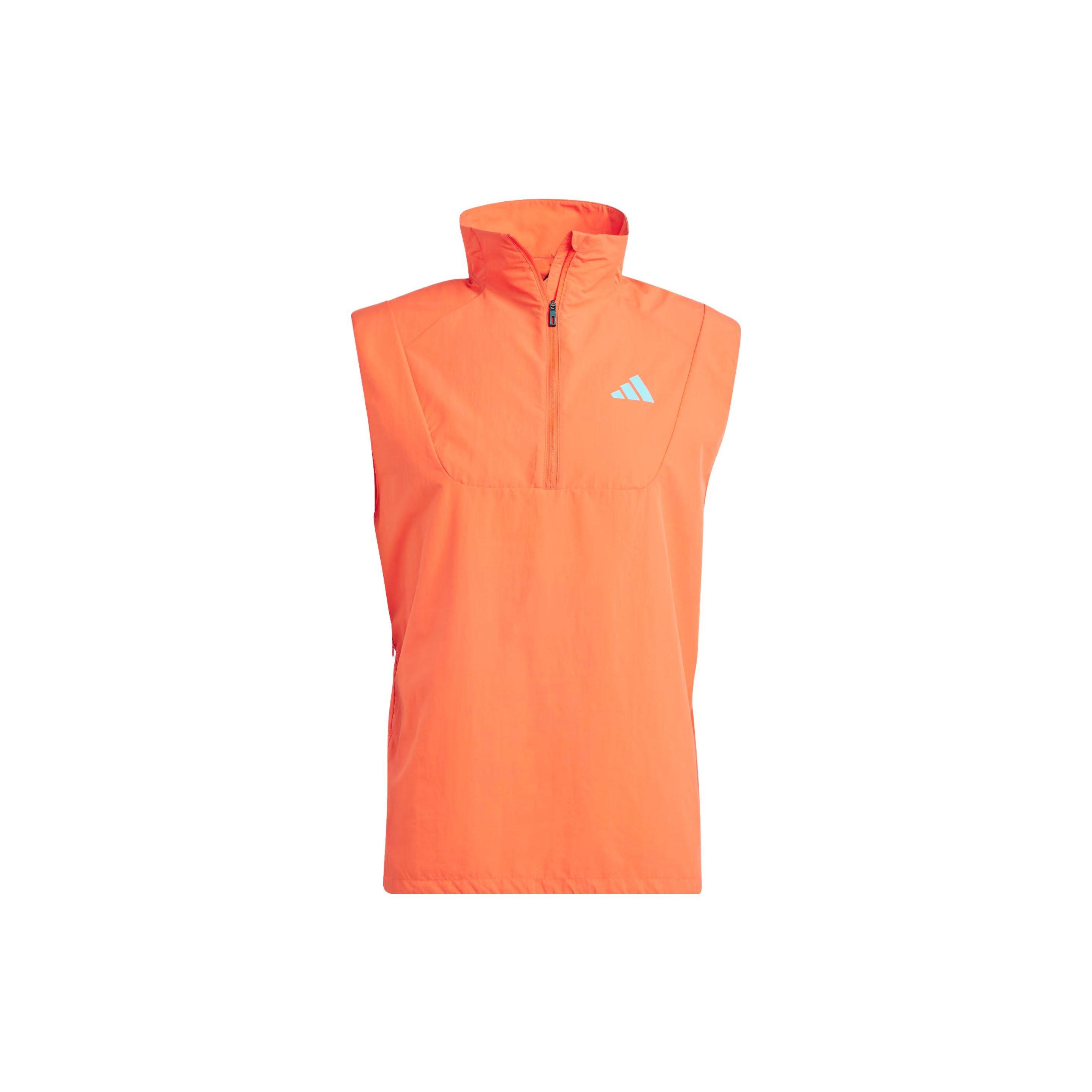 

Adidas Adizero Half-Zip Running Vest With Logo Print Men Vests Orange IL1463 M