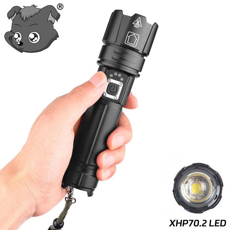 XHP70 High-Brightness LED Flashlight - Aluminum Alloy, Telescopic Zoom, Electric Display, Waterproof, Multifunctional Outdoor Handheld Light
