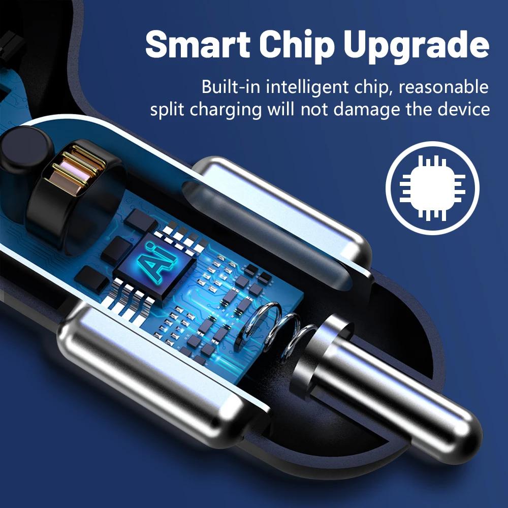 66W USB Autoladegerät Typ-C Schnellladung 4 Anschlüsse Quick Charge 3.0 Adapter Für iPhone 15 14 Pro Samsung Xiaomi Auto Handy Ladegerät