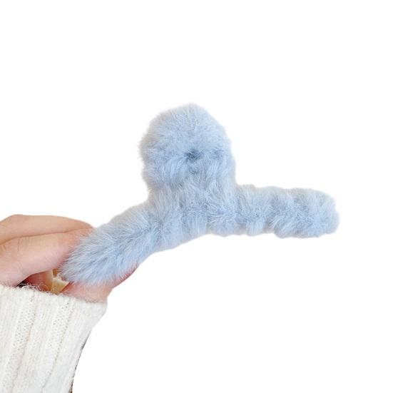 

Зимняя плюшевая заколка для волос в Корейском стиле с перекрестными зубами на затылке в виде акулы, однотонная заколка для волос, головные уборы, аксессуары для волос светло-синий