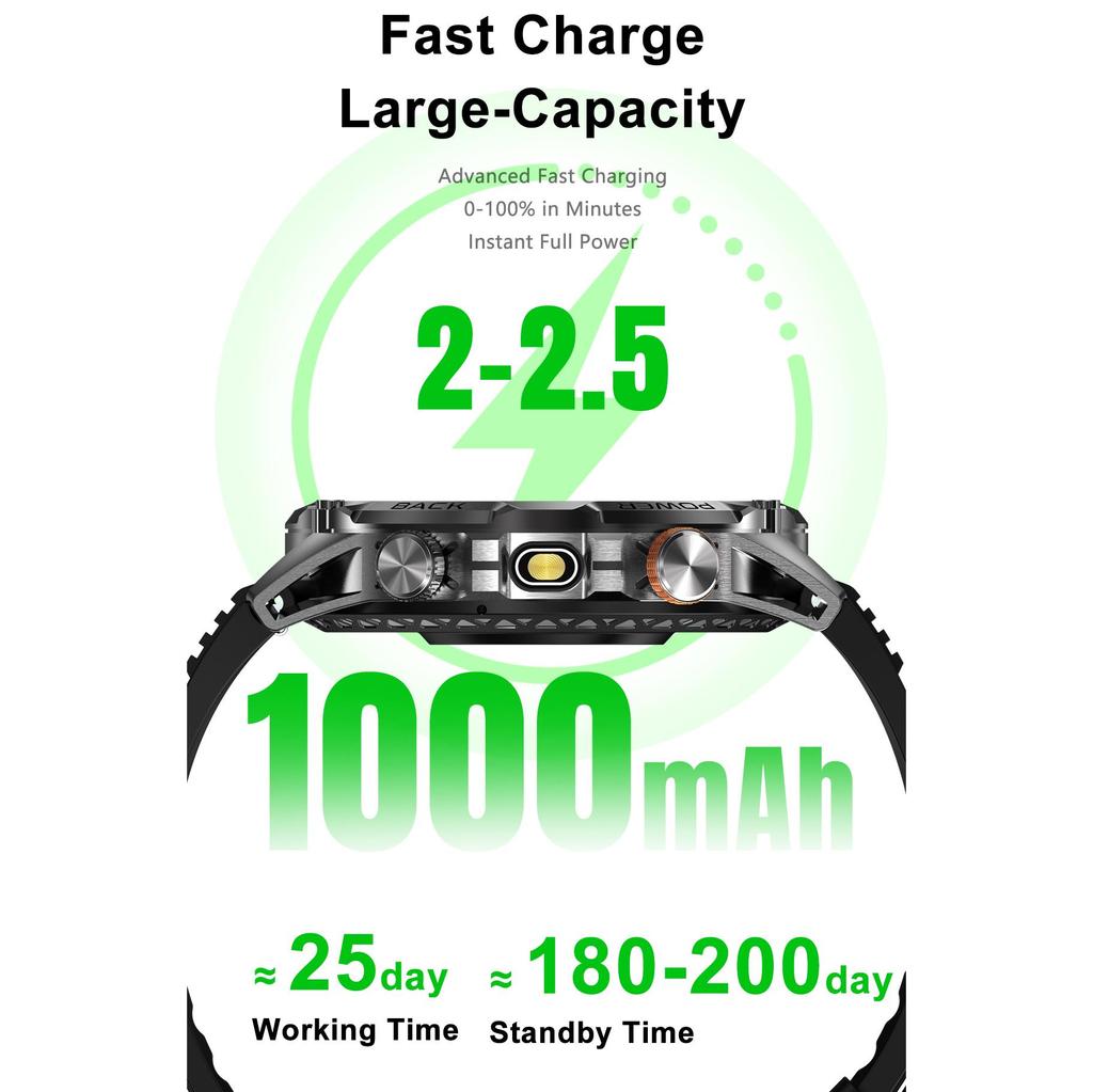 Smartwatch for outdoor sports, Bluetooth calling, compass, men's