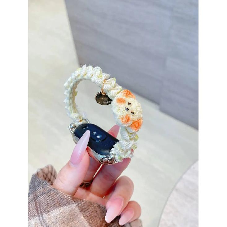 

New cartoon puppy elastic rope For Xiaomi Band 9/8/NFC Xiaomi 8 9 10 strap For XIAOMi Band 8 бежевый