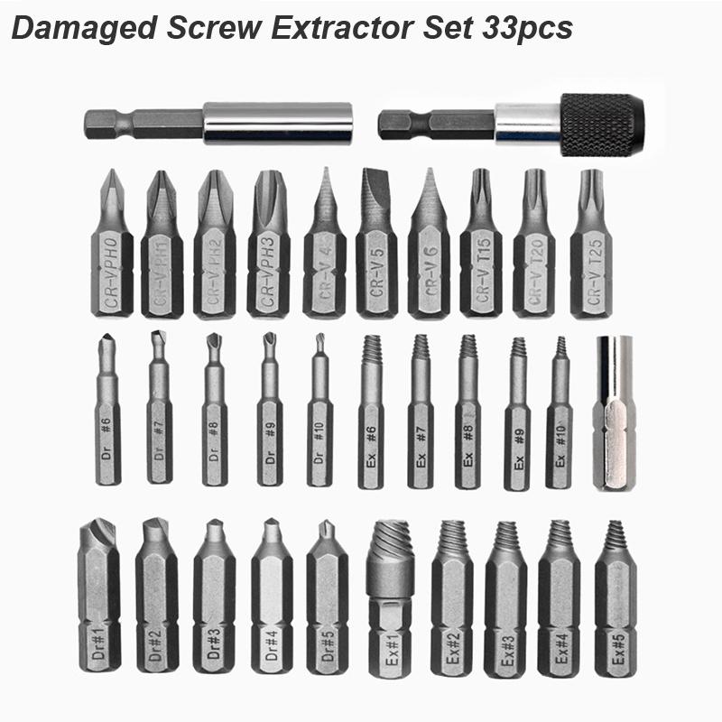 Set de extractor de șuruburi deteriorate, instrument de îndepărtare, burghiu, ușor de demontat, șurub, dinți alunecați, demolat, îndepărtarea rupturilor