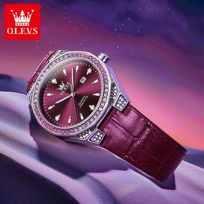 Montres à Quartz de Luxe pour Femmes Mode Cuir Élégant Décontracté Étanche Date Montre-Bracelet pour Femmes