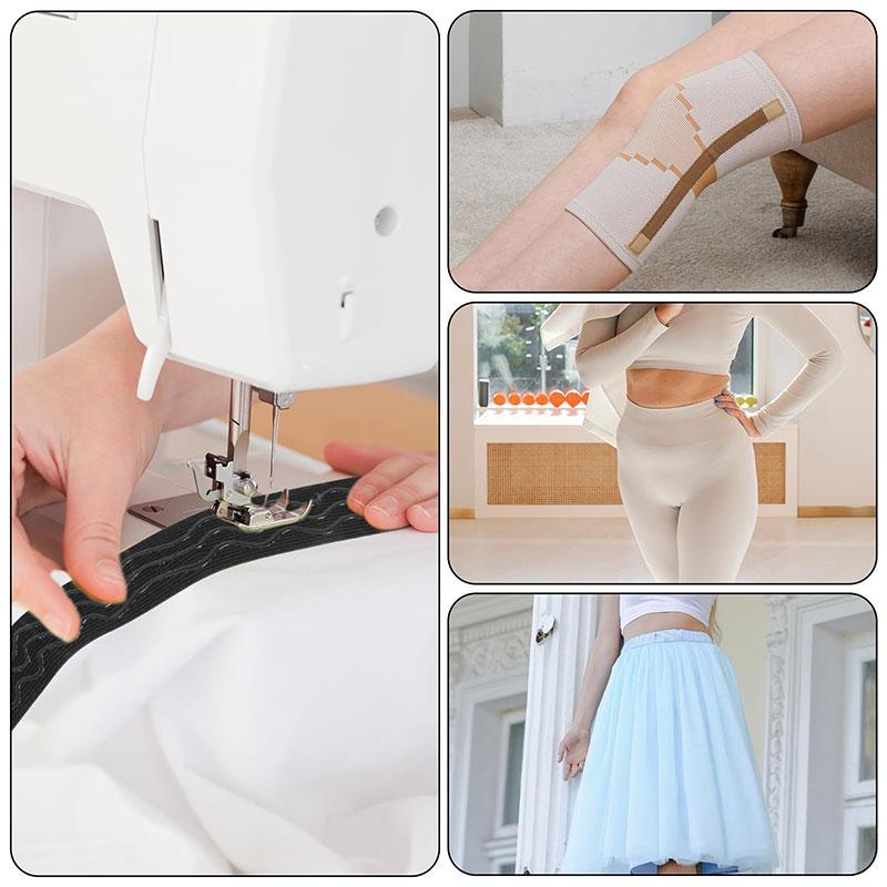 2/5Meters Black Elastic Bands Silicone Non-slip Bra Rubber Tape For Belt Garment Wave Ribbon DIY Clothes Sewing Accessories