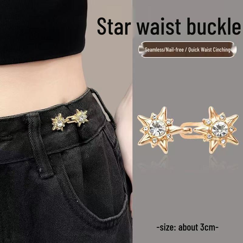 Waist Adjustment Buckle: No-Sew, Detachable Tool for Jeans, Converts Large Waist To Small, Anti-Exposure Brooch.