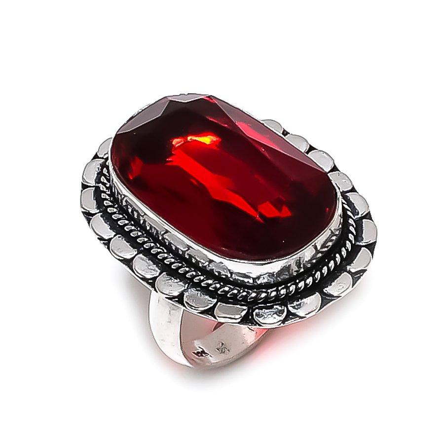 Mozambique Garnet Gemstone 925 Steling Silver Jewelry Ring Size 7