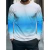 Autumn Casual Men's Long Sleeve T-Shirt Men's Fashion Tops Gradient Pattern Tees Crew Neck T-Shirt Outdoor Daily Clothes for Men