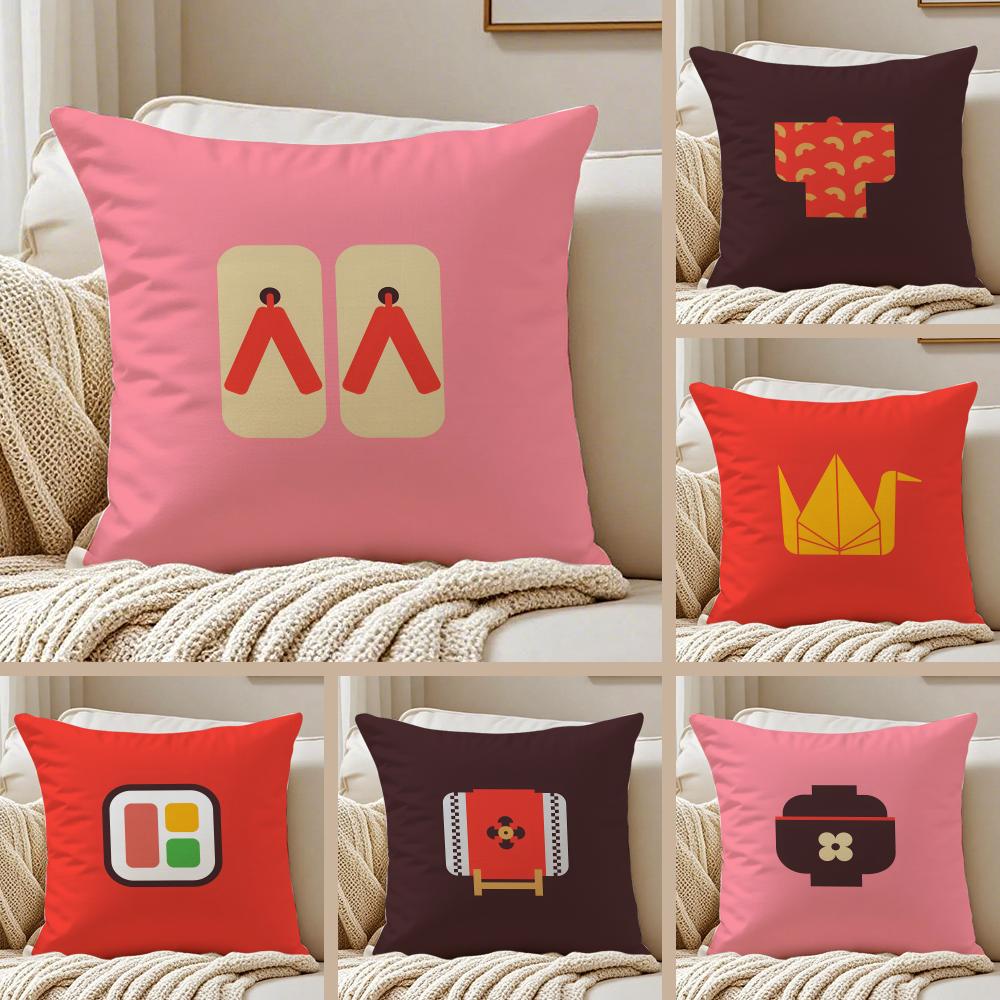 Anime Simple Japan Day Cushion Cover Silky Short Plush DoubleSided Printed Pillow Case for Sofa All Seasons Home Decor Gift