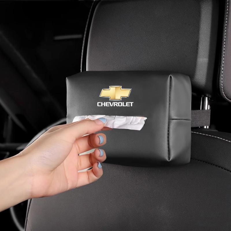 PU Leather Car Tissue Box Holder Interior Accessories Tire Valve For Chevrolet Spark Captiva Cruze Malibu Equinox Trax Camaro