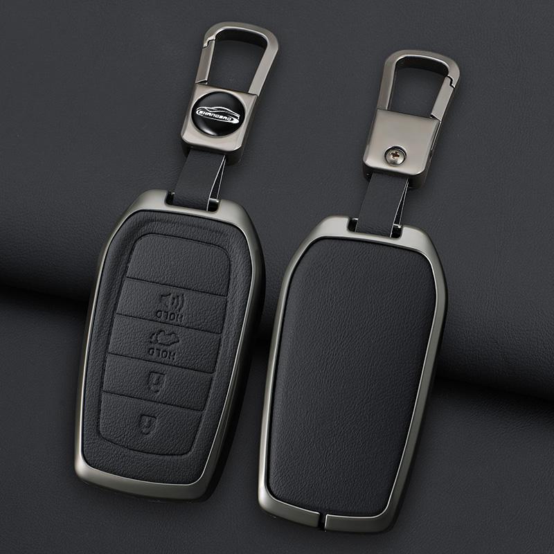 Zinc Alloy Leather Car Key Case For Toyota Gr Chr Hilux Fortuner Land Cruiser 200 Camry Corolla Crown Rav4 Highland Prado