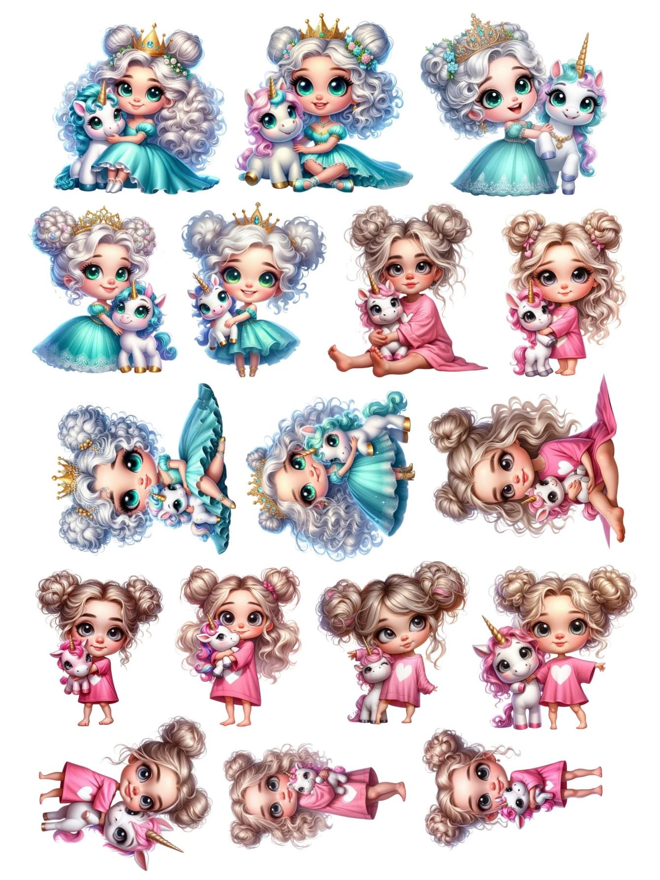 

17pcs Watercolor Cute Pajama Princess Unicorn Sticker Decoration Notebook Planner Stikers Scrapbooking/ DIY Cute Adesivo Diar білий