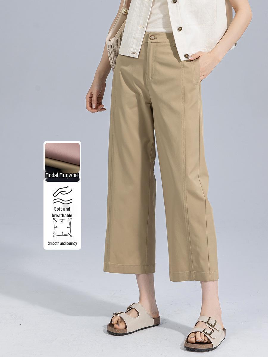 

Wide Charm Dark Blue High Waist Slimming Straight-Leg Cropped Modal Pants for Women 29 темно-синий