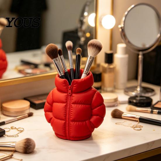 Creative Desktop Decoration Rainbow Down Coat Pen Holder, 3D Printed Puffer Jacket Colorful Gradient Stand Desk Organizer, Storage for Stationery And