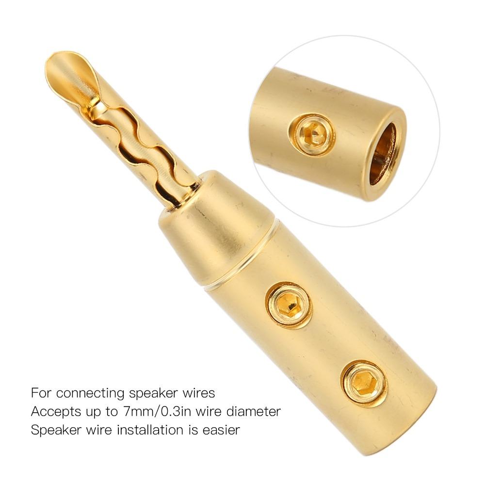 4PCS Gold Plated BFA Banana Plug Double Screw Open Screw Banana Plugs For Sound Systems