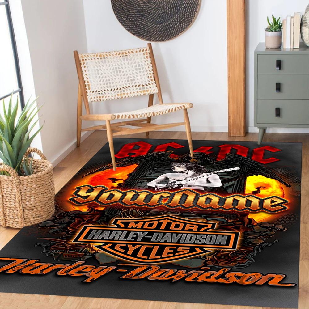 Harley-davidson Motorcycles Customizable Name Floor Mat Suitable for Outdoor Hallway Entryway Kitchen Antislip Carpet Decorate Offices