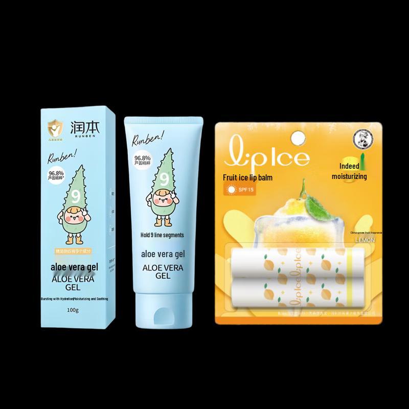 

Mentholatum Fruit Ice Lip Balm & Runben Aloe Vera Gel Set