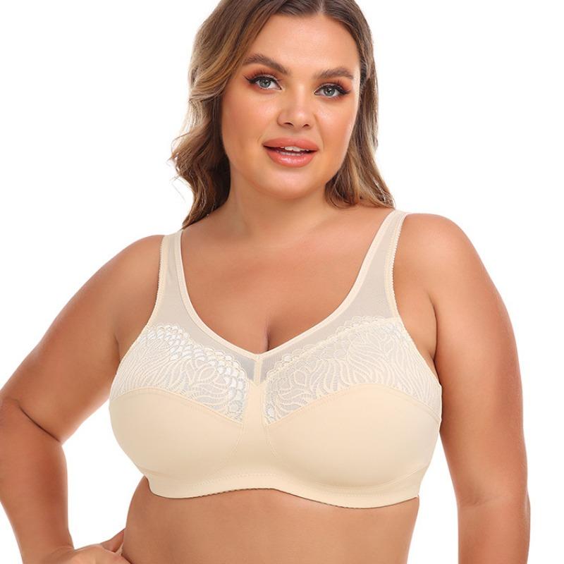 Sexy European and American Lace Large Size Bra Without Steel Ring for Women E Cup Bra