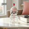 Heat Resistant Borosilicate Glass 600ML Bear Tumbler with Lid & Straw, 20oz Drinking Durable Container Cup for Iced Coffee, Boba Tea, Milk, Gift Women
