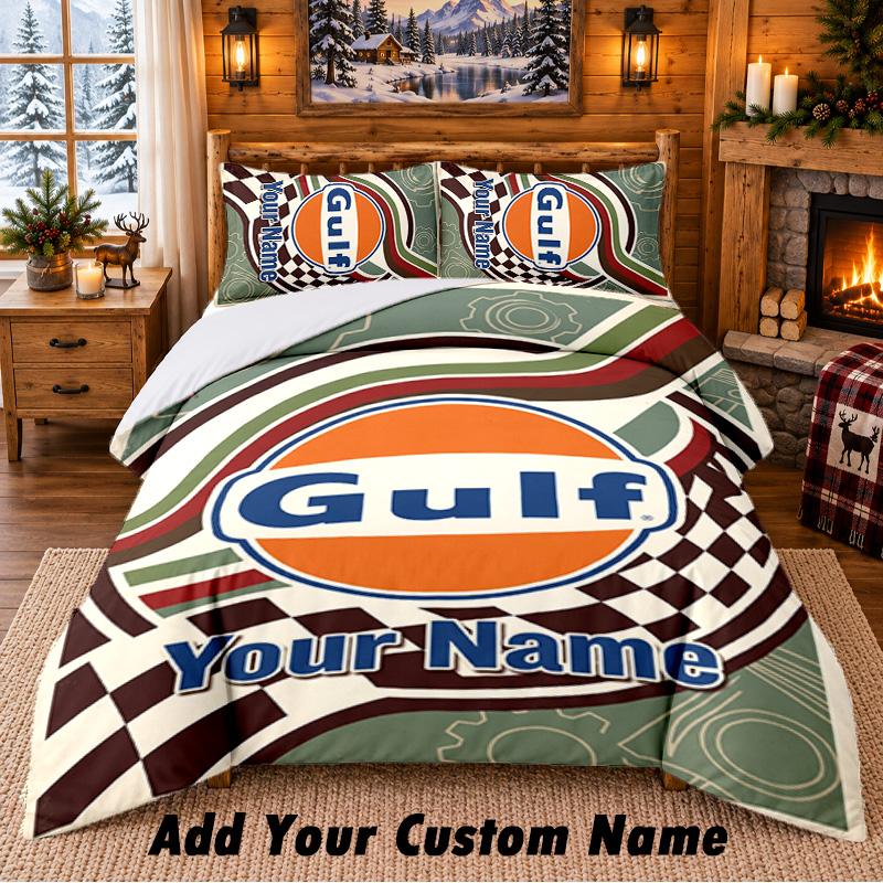 Gulf Pattern Bedding 3Pcs Set Custom Name, Bed Sheet And Pillowcases For Home Bedroom