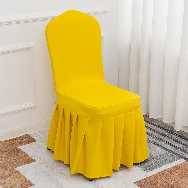 Solid Color Thick and Highly Elastic Stretch Chair Cover Wedding Pleated Skirt Style Chair Covers Suitable for Hotel Party and Banquet Decoration