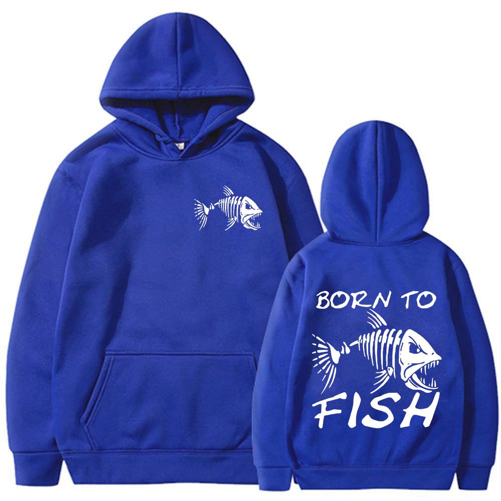 Born To Fish Funny Fashion Fisherman Hoodies Humor Fishing Lover Long Sleeves Sweatshirts Men's Clothing Loose Pullovers