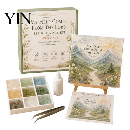 Inspirational Scripture Decorations Faith-Inspired Sea Glass Art Kit, Psalms of Comfort And Strength Christian DIY Faith Inspired Handmade Gifts
