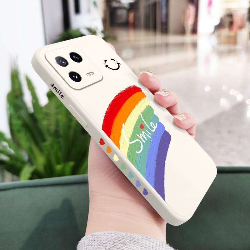 

Warm Rainbow Phone Case For Xiaomi 17 Mi 15 14 14T 13 13T 12 12X 12T 12S 11 11T 10 10T 9 9T Pro Lite Liquid Silicone Cover 17 белый