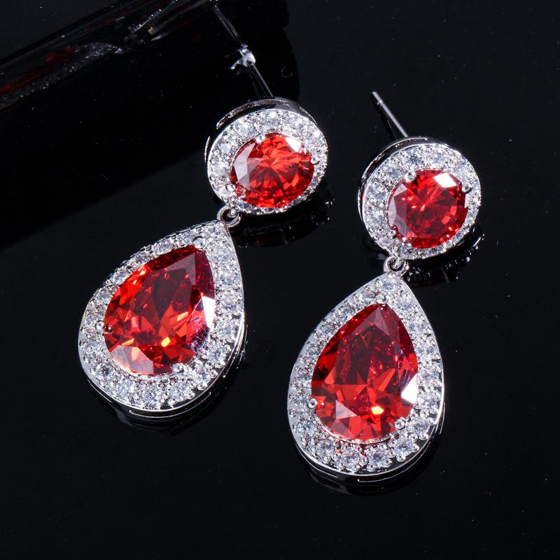 E0229 Temperament Women'S Earrings, Water Drop Zircon Earrings, Micro-Setting Process, Multi-Color Optional