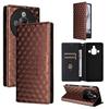 Cubic Grid Texture Flip Leather Phone Case