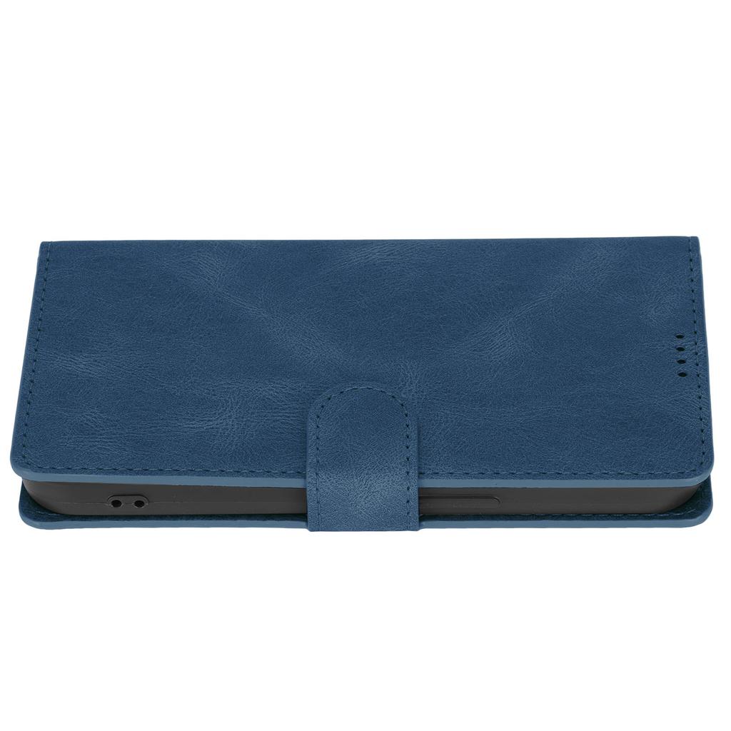 Classic PU Leather Wallet Card Flip Case Magnetic Buckle Phone Cover Shell for Iphone 13Blue