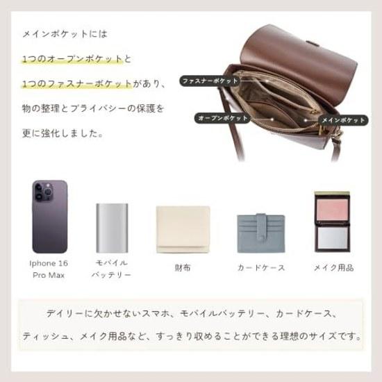 MFFOR Shoulder Bag Genuine Leather Womens Compact Comes 2 Straps 450g Lightweight Can Fit Long Wallet High-Quality Appearance